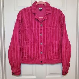 Cabi Cheeky Topper Pink Corduroy Button Front Jacket Style 4124 Sz M